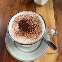 Hot drink with almond milk  at Papaya Cafe in Santa Maria