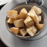 Fried cassava (the dip is not vegan) at Papaya Cafe in Santa Maria