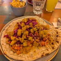 Vegan roasted red pepper and squash flatbread at Carro Lounge in Cwmbran