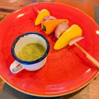 Roasted pepper and onion skewer at Carro Lounge in Cwmbran