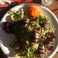 Falafel plate at Dangerous Kitchen in Takaka