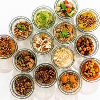 Colourful toppings to fill our crispy fried dough dops at Pompidop in Brussels