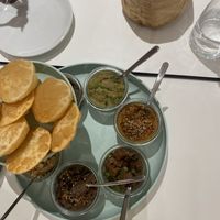 The Stoemp and the Asian Fusion platter + extra chickpeas and eggplant  at Pompidop in Brussels