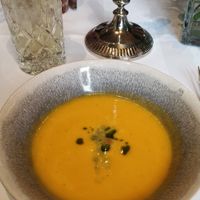 Süßkartoffelsuppe mit Mango at Das Ballenberger. Restaurant. in Erfurt