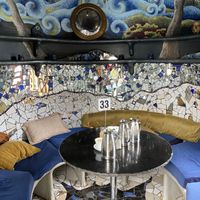 One of the cosy booths  at Eutopia Cafe in Kaiwaka