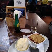 Cherry crumble and vegan ice cream at The Old Nags Head in Edale