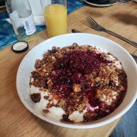Granola bowl at Newfold Farm Cafe in Edale
