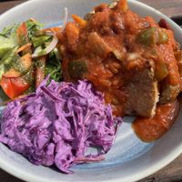 Jacket potato and chilli  at Newfold Farm Cafe in Edale