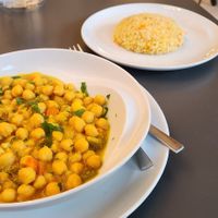 Chickpeas in turmeric sauce at Postane in Istanbul
