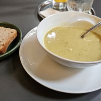 Lentil soup with bread at Postane in Istanbul