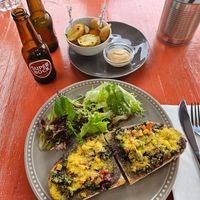 Rosted Bread with black Beans, Mushrooms, corn at Terra Fogo in Sao Miguel