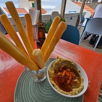 Crissini with hummus at Terra Fogo in Sao Miguel
