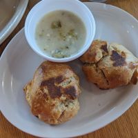 Vegan biscuits and spicy chili gravy at Sunnyside Diner - SW 89th in Oklahoma City