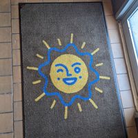 Logo rug at Sunnyside Diner - SW 89th in Oklahoma City