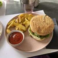 Vegan burger  at Coffee Lovers in Corfu