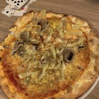 Vegan cheese vegetable pizza (very accommodating if you request).   at Balkan Pizzeria in Zabljak