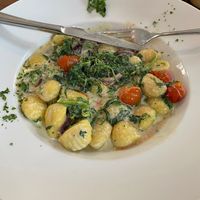 Vegan gnocchi with limone white sauce at Gambrinus in Bad Schandau