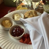 Vegan scone with vegan spread and jam  at Highfield in Driffield