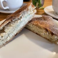 Clyde toast- hummus, Za’atar spice, and cucumber on ciabatta   at Pewter Spoon Cafe in Cazenovia
