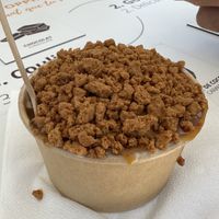 Coconut milk caramel sauce and crumbled Biscoff cookies as toppings!  at Bount'iti in Tahiti