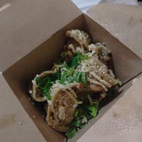 Tofu dumplings with all vegan toppings at Dumplings Aqui in San Juan Del Sur