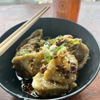Asian vegan dumplings  at Dumplings Aqui in San Juan Del Sur