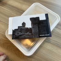 Postcards are given with receipts 👏🏼  at Padmanadi Vegan Eatery in Calgary