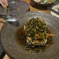 Silken tofu, broth, oyster mushroom  at Koji in Wellington