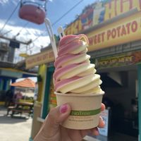 Pineapple • Strawberry Swirl Frozen Treat 😛 Eco-Friendly Wares   at Tiki Hut in Santa Cruz