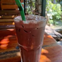 Iced chocolate with soy milk at Om Garden Cafe in Pai