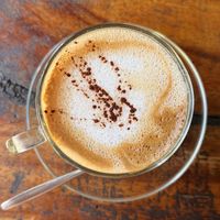 Cappuccino w/ soy milk (45 THB)  at Om Garden Cafe in Pai