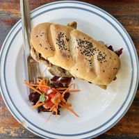Vegan eggplant sandwich (95 THB)  at Om Garden Cafe in Pai