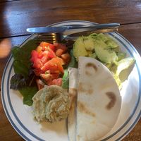 Hummus and veggie pita  at Om Garden Cafe in Pai
