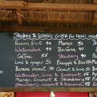 shakes menu at Om Garden Cafe in Pai