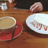 Thai tea + cheesecake  at Om Garden Cafe in Pai