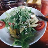 “Penne pumpkin pesto pasta salad with Feta cheese” at Om Garden Cafe in Pai