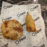 Frittatina (5/5) and fiori di zucca ripieni di ricotta (4.5/5) at OWAP - Pignasecca in Naples