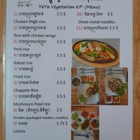 Menu at Ya Ya Vegetarian in Kampot