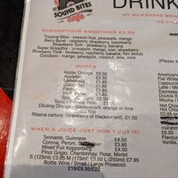 Drink menu 1 at Sound Bites in Arisaig