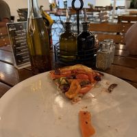 They do have spicy oil in addition to regular oil, vinegar, salt and pepper. I apologize. It was so good. Only one last slice was left!   at Spris Artisan Pizza in Miami Beach
