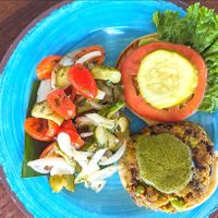 Vegan burger 💚🌱 at Sunset Pier in Key West