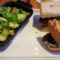 Vegan Big Mack with brussle sprouts at Pura Vida by Brandt in Cleveland