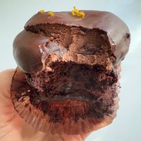 Gigantic inside of Choc Orange Whisper Cupcake  at Toi's Caribbean Baking  in Livonia