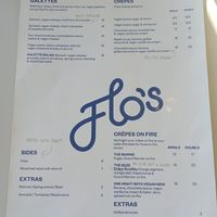 Vegan menu at Flo's Crêperie  in Mooloolaba