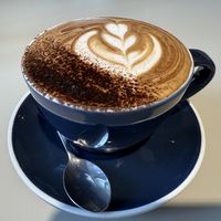 Oat milk cappuccino (soy, almond, coconut also available )  at Flo's Crêperie  in Mooloolaba