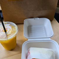 Vegan Bao and OJ at Pablo Eggsgobao in Edinburgh