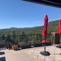 View from upper deck seating at Barb's Bites in Pine