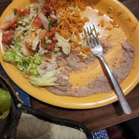 beans, rice, lettuce, pico (was a bit eager here!) at Don Chico's in Kendallville
