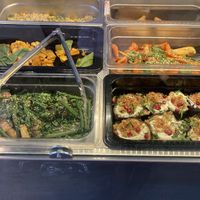 Warm salad choices  at Cafe M2B in North London