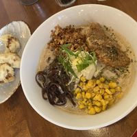 Cauliflower tempura (quite nice) and Miso classic (very tasty and creamy)  at Kitchen Impossible Amsterdam in Amsterdam